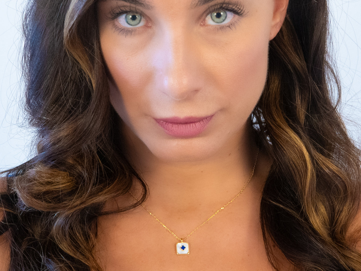 Lapis Lazuli & Pearl Clover Charm Necklace