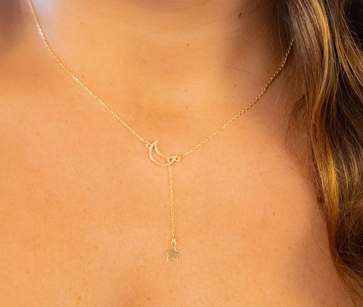 Moon & Star Drop Necklace