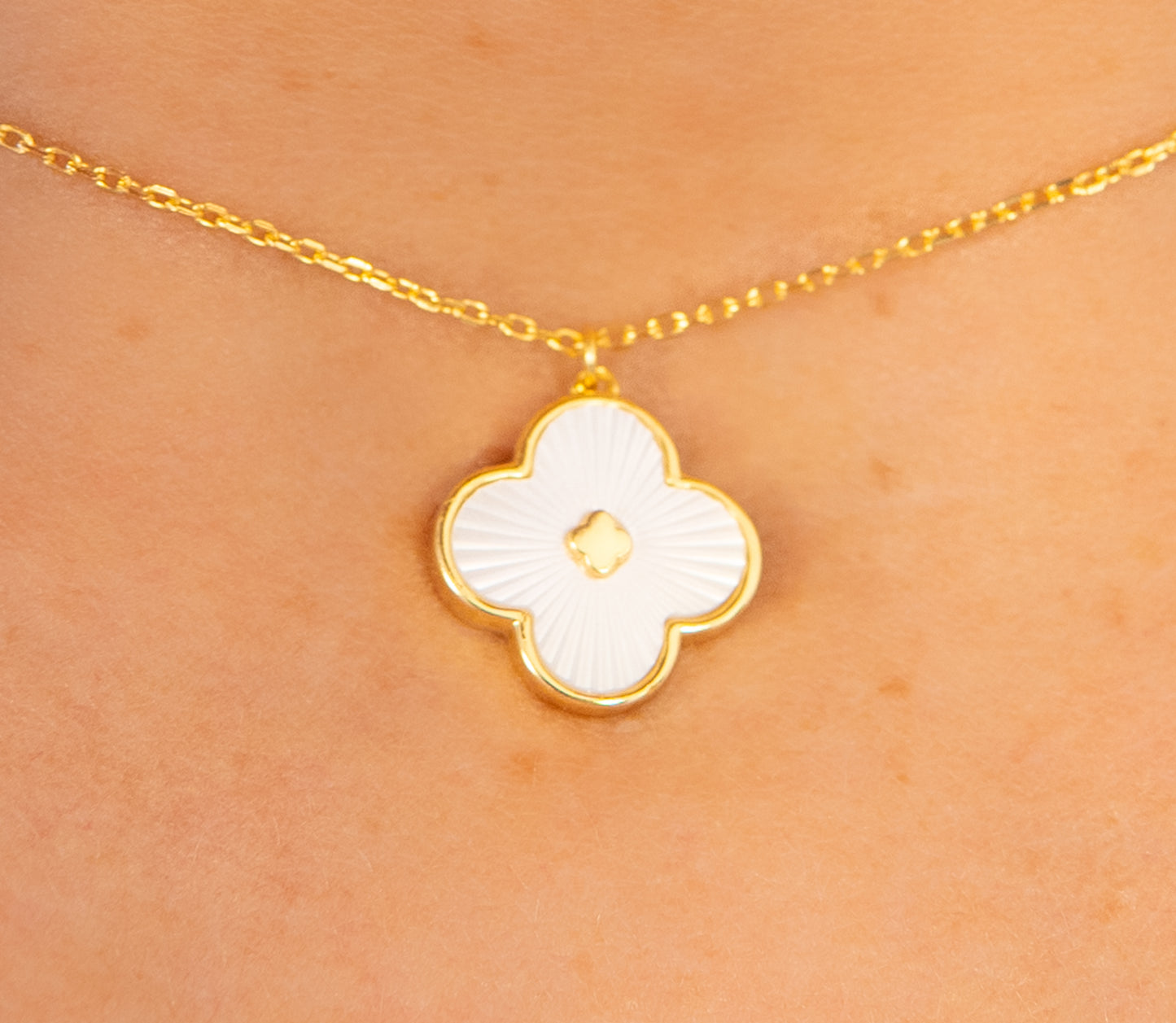 Pearl Clover Charm Necklace
