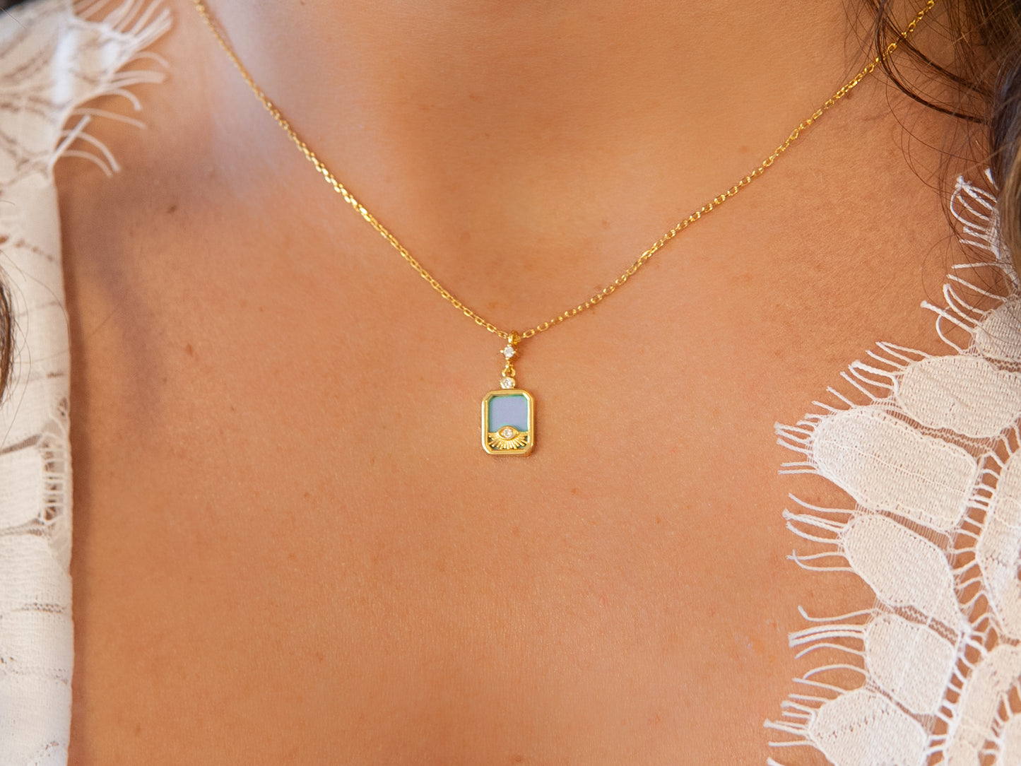Turquoise Evil Eye Charm Necklace