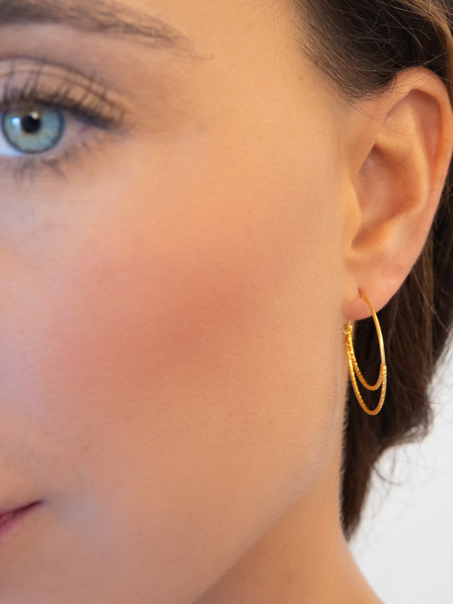 Double Textured Moon Hoops
