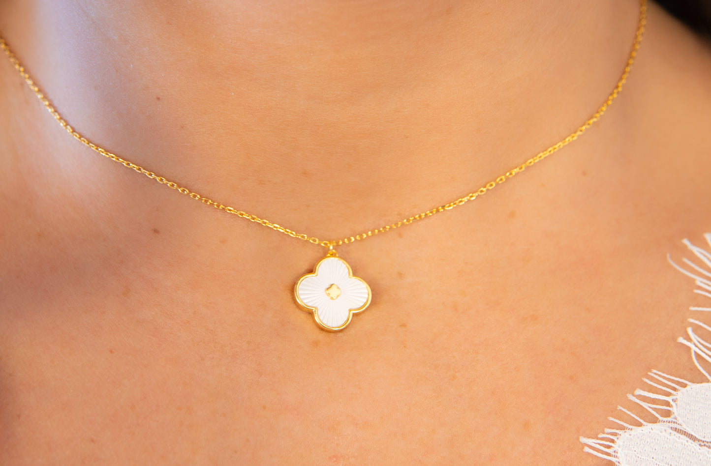 Pearl Clover Charm Necklace