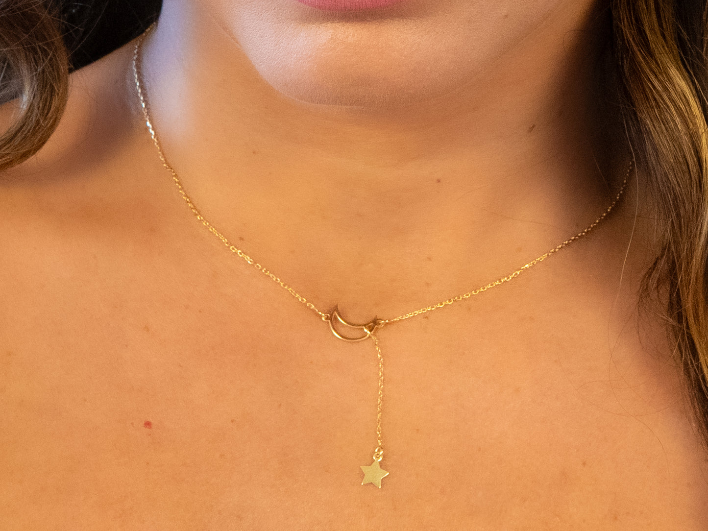 Moon & Star Drop Necklace