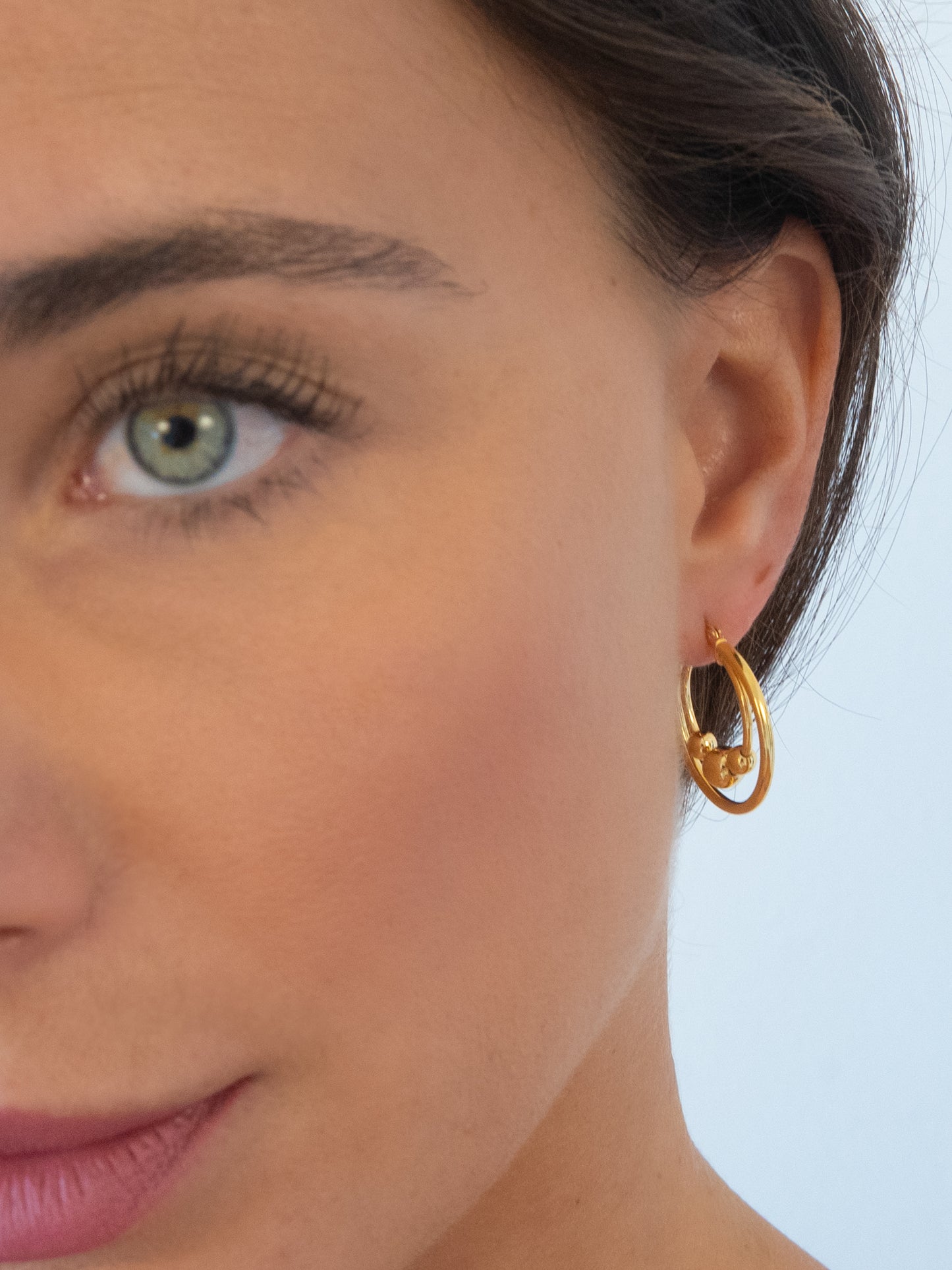 Beaded Double Hoops