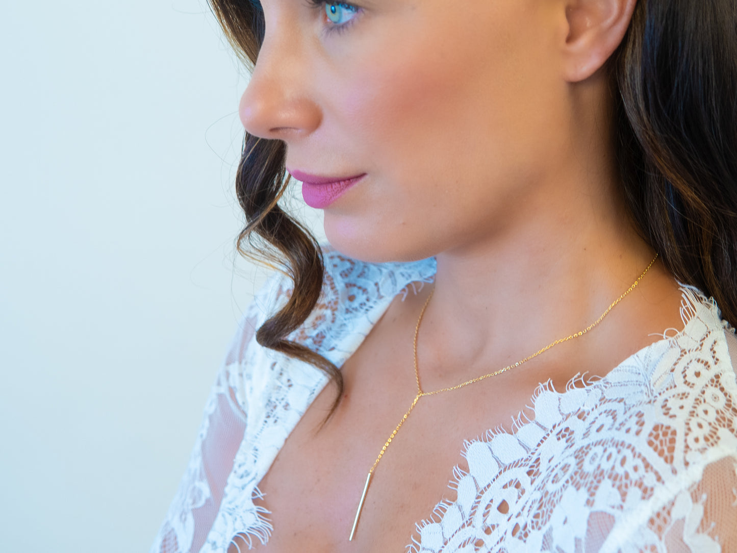 Drop Chain Necklace with Bar