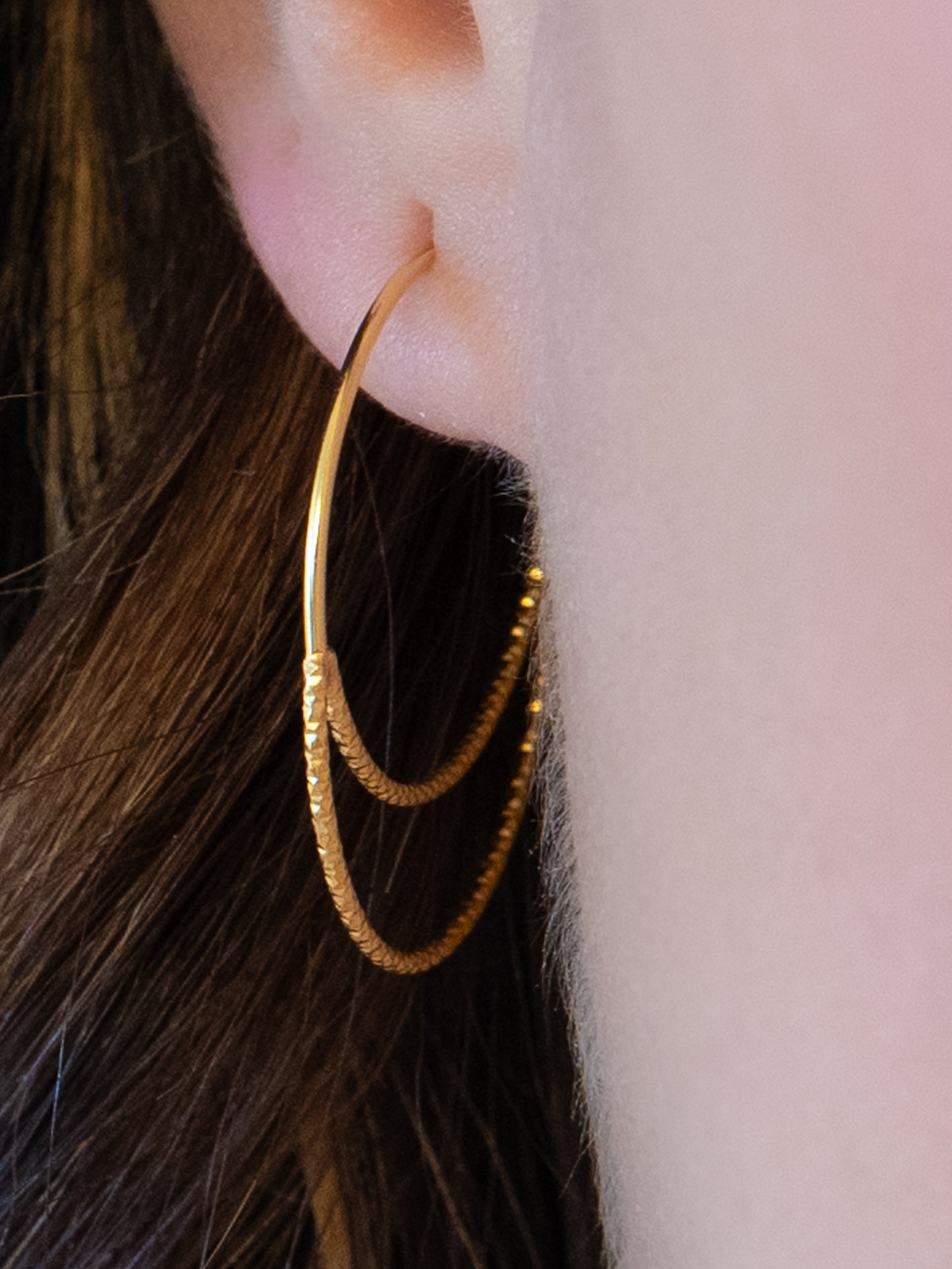 Double Textured Moon Hoops