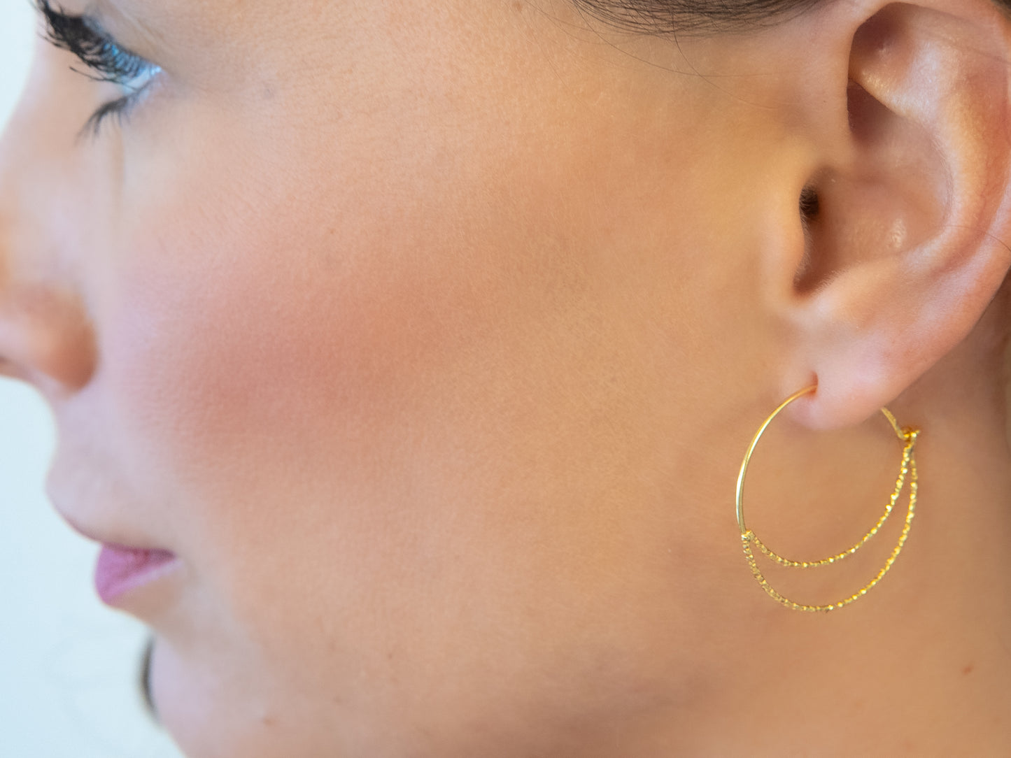 Double Textured Moon Hoops