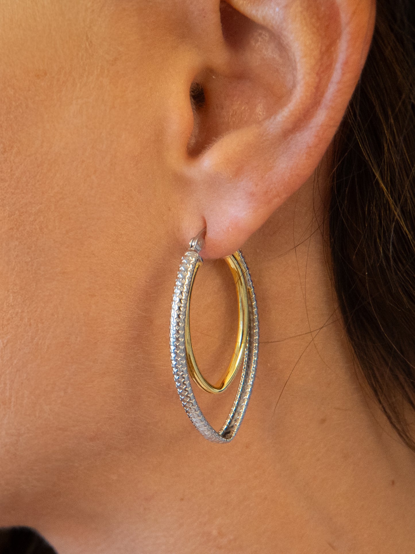Two Tone Oval Hoops