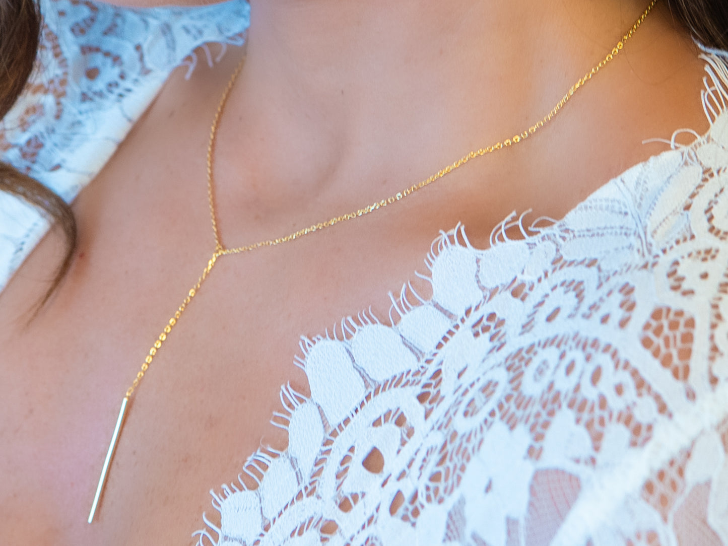Drop Chain Necklace with Bar
