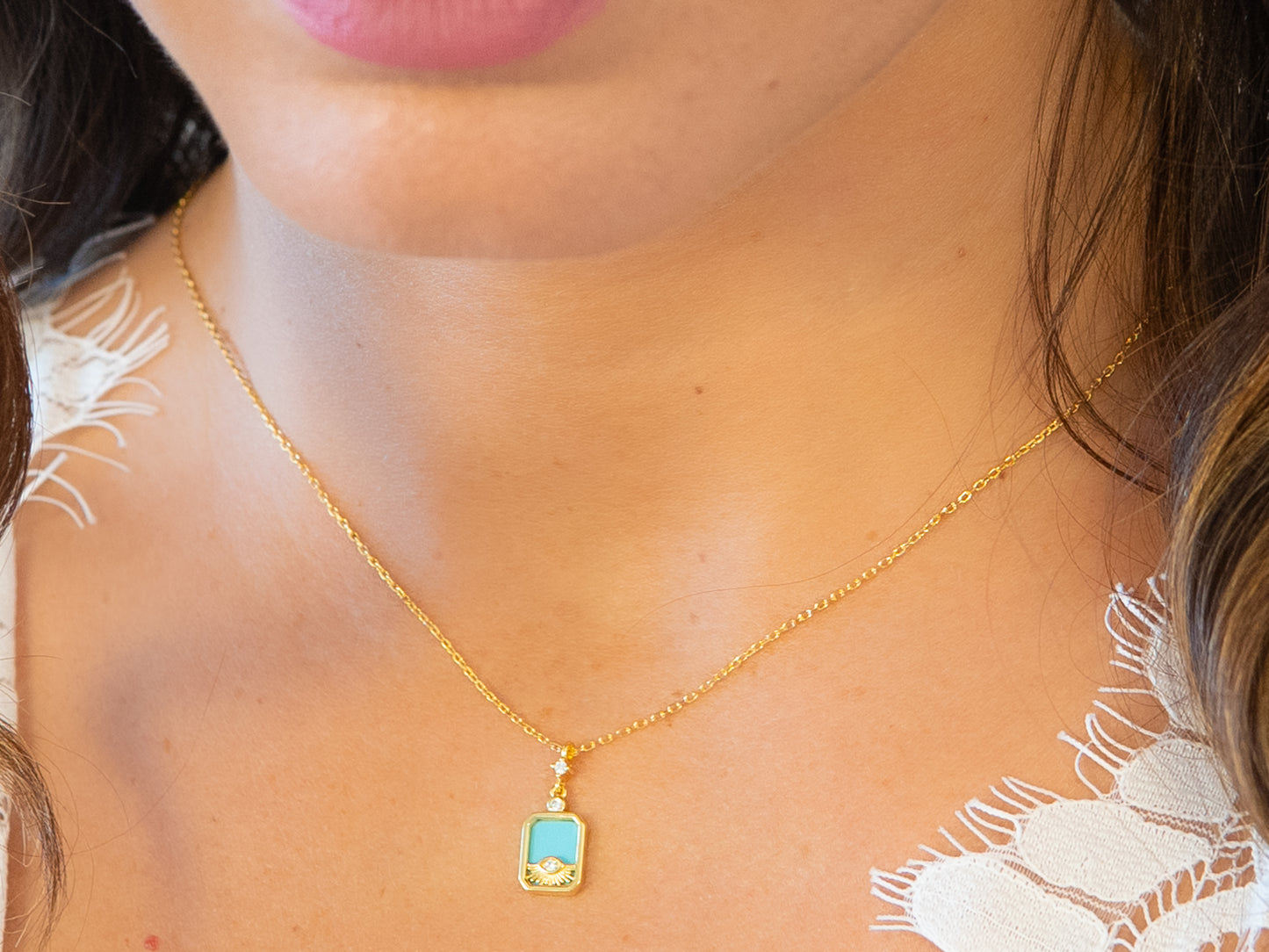 Turquoise Evil Eye Charm Necklace