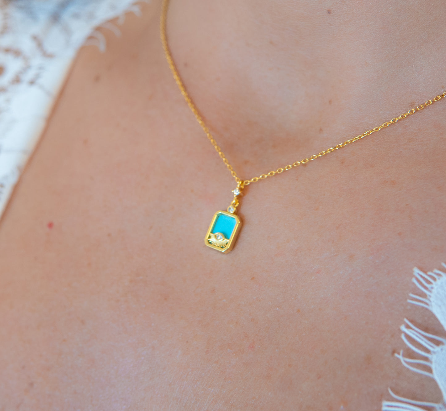 Turquoise Evil Eye Charm Necklace