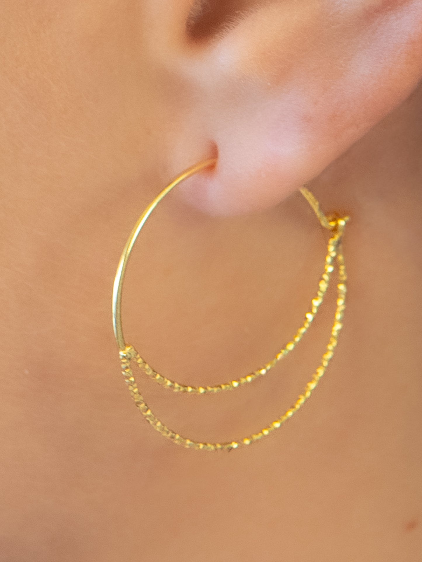 Double Textured Moon Hoops