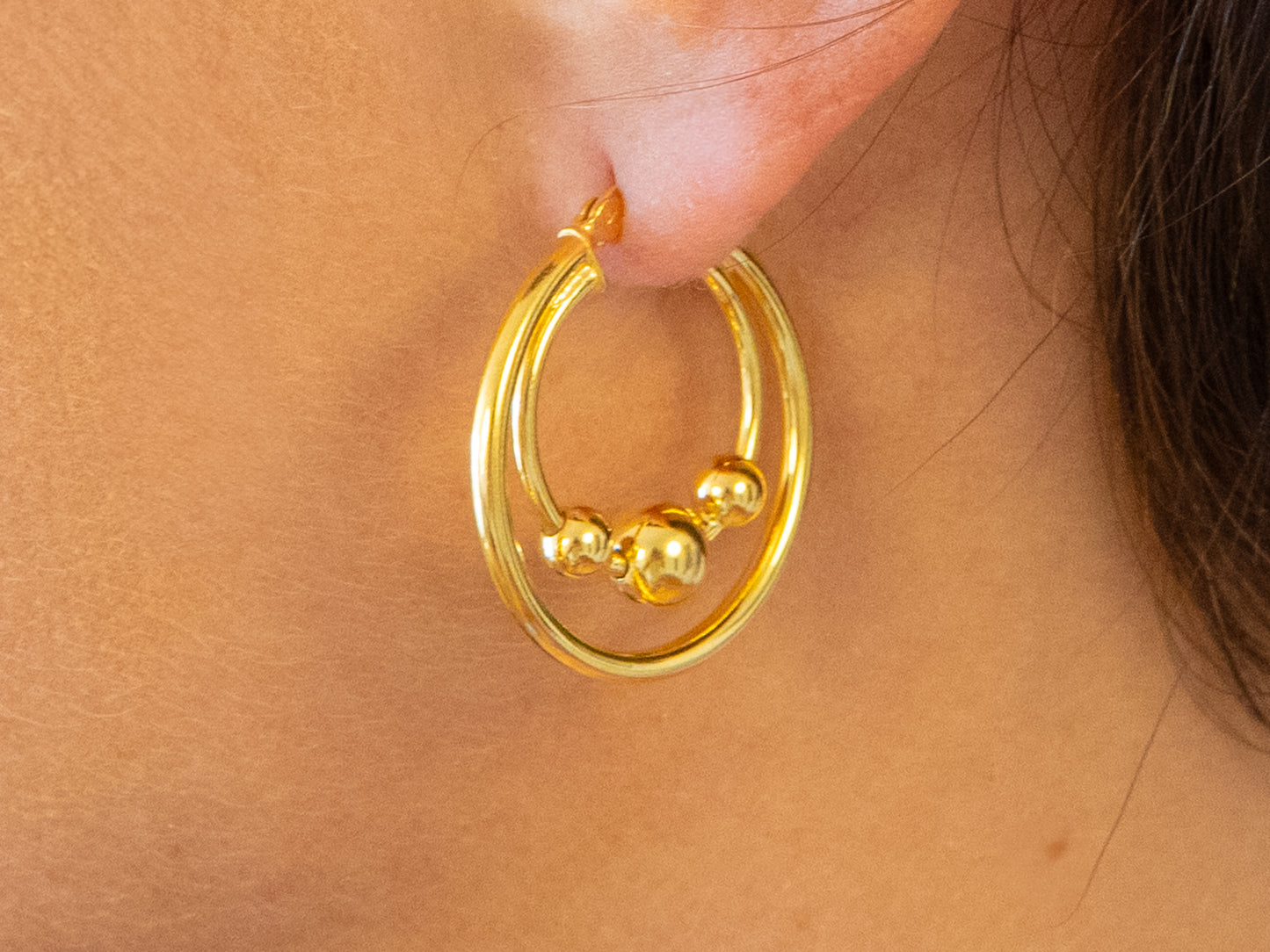 Beaded Double Hoops