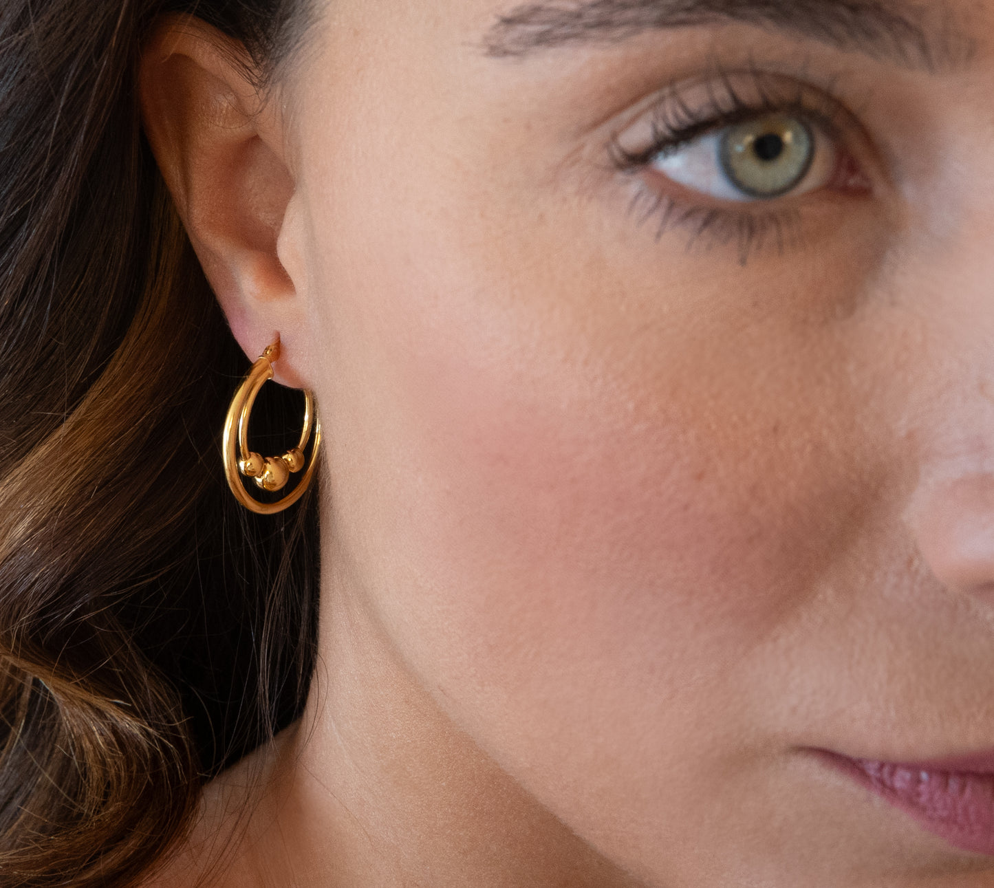 Beaded Double Hoops