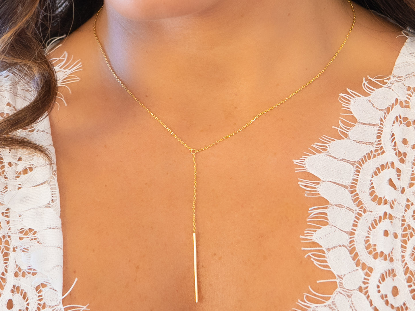 Drop Chain Necklace with Bar
