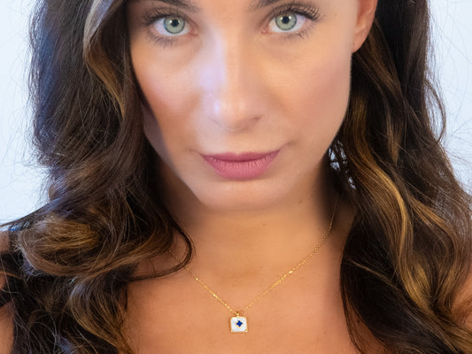 Lapis Lazuli & Pearl Clover Charm Necklace