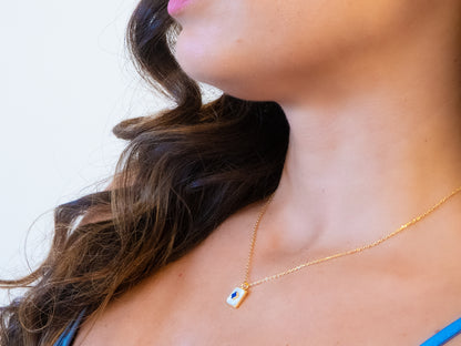 Lapis Lazuli & Pearl Clover Charm Necklace