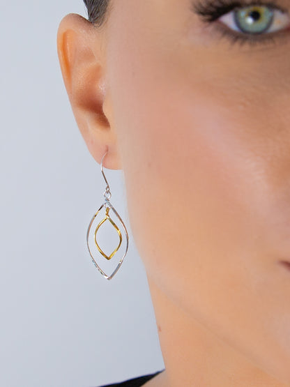 Two Tone Leaf Earrings
