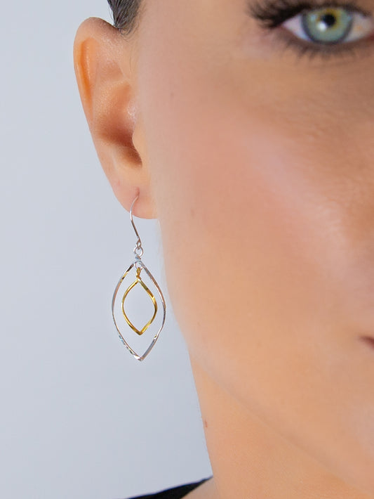 Two Tone Leaf Earrings