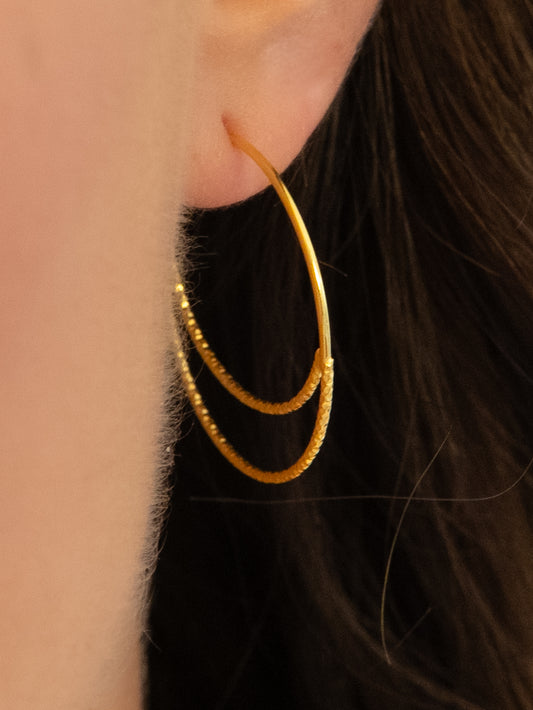 Double Textured Moon Hoops