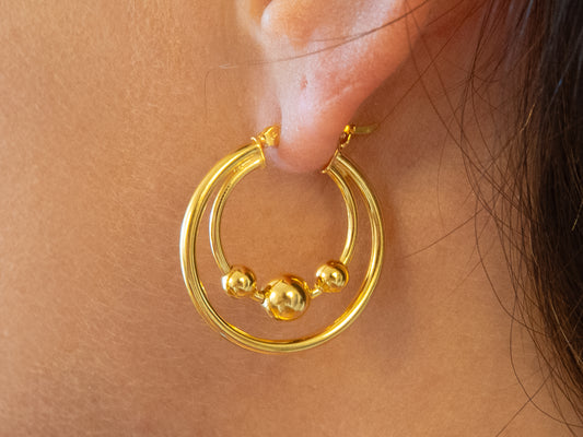 Beaded Double Hoops