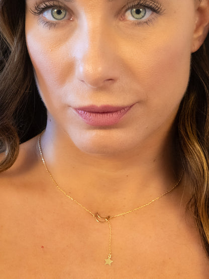 Moon & Star Drop Necklace
