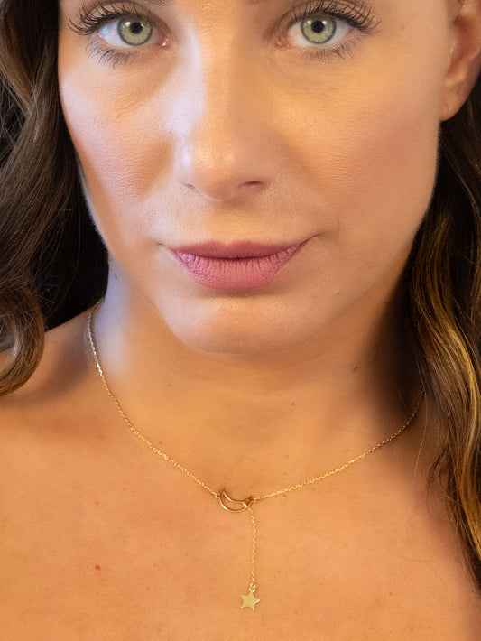 Moon & Star Drop Necklace