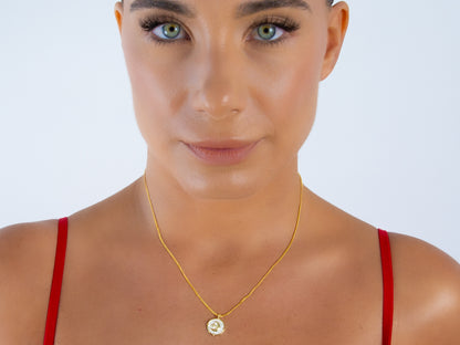 Moon and Wind Rose Charm Necklace