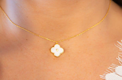 Pearl Clover Charm Necklace