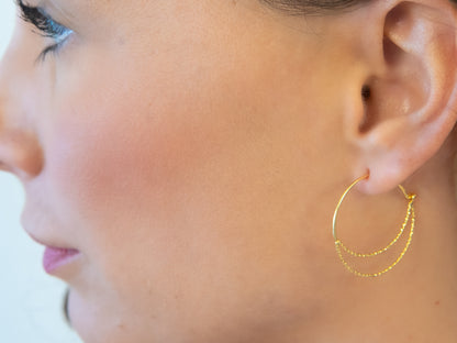 Double Textured Moon Hoops