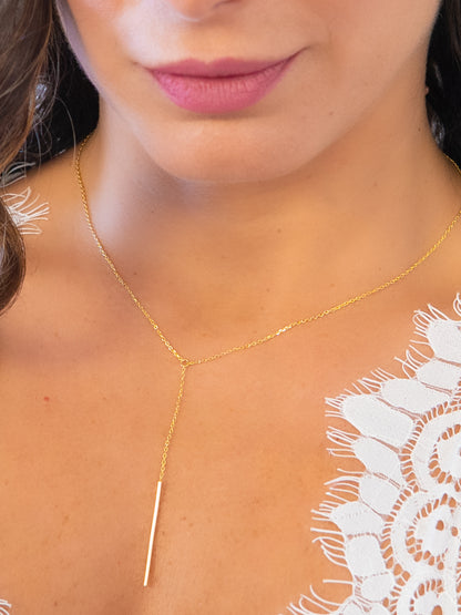 Drop Chain Necklace with Bar