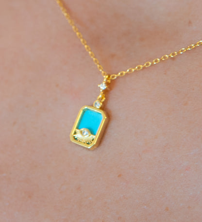 Turquoise Evil Eye Charm Necklace